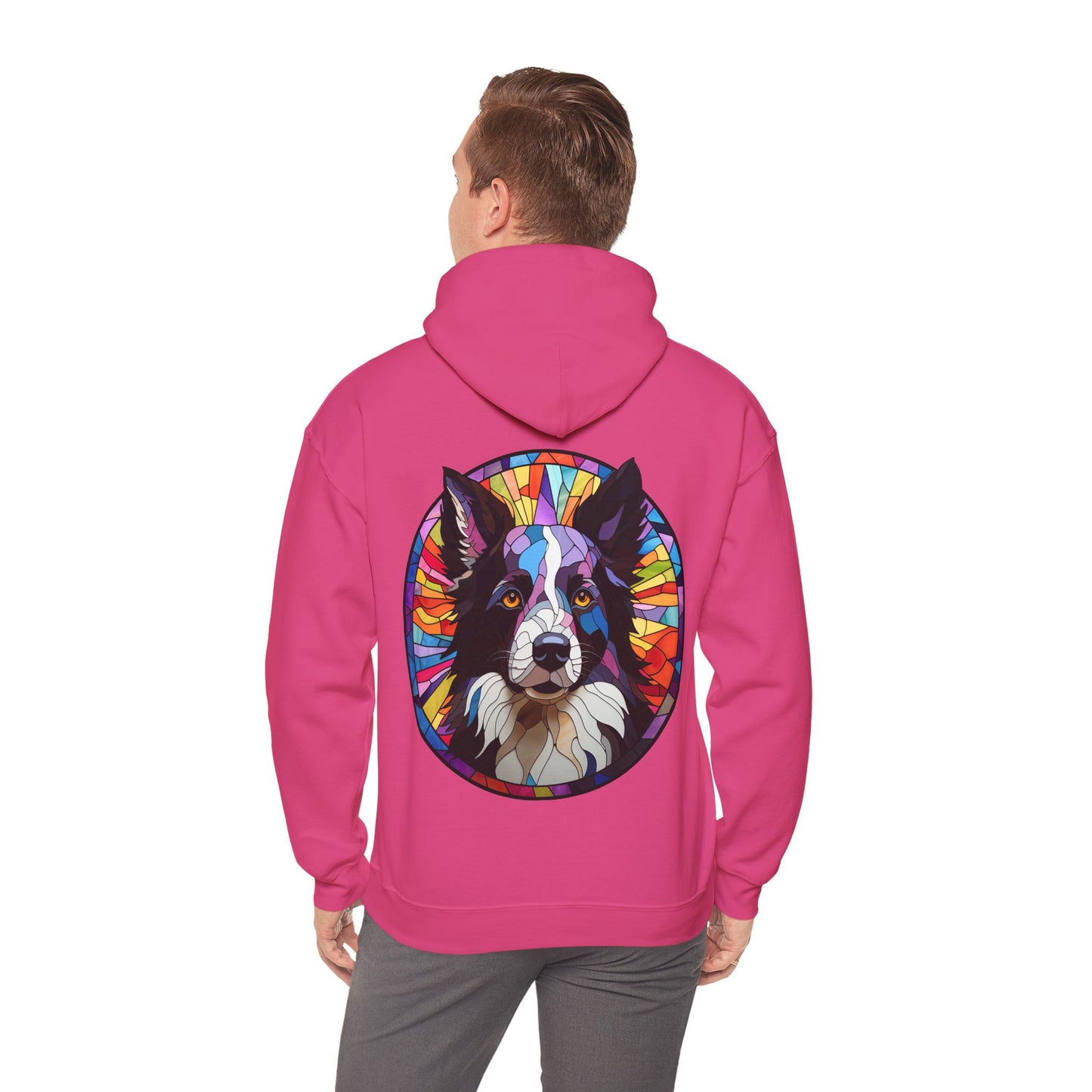 Black and White Border Collie Unisex Heavy Blend™ Hooded Sweatshirt