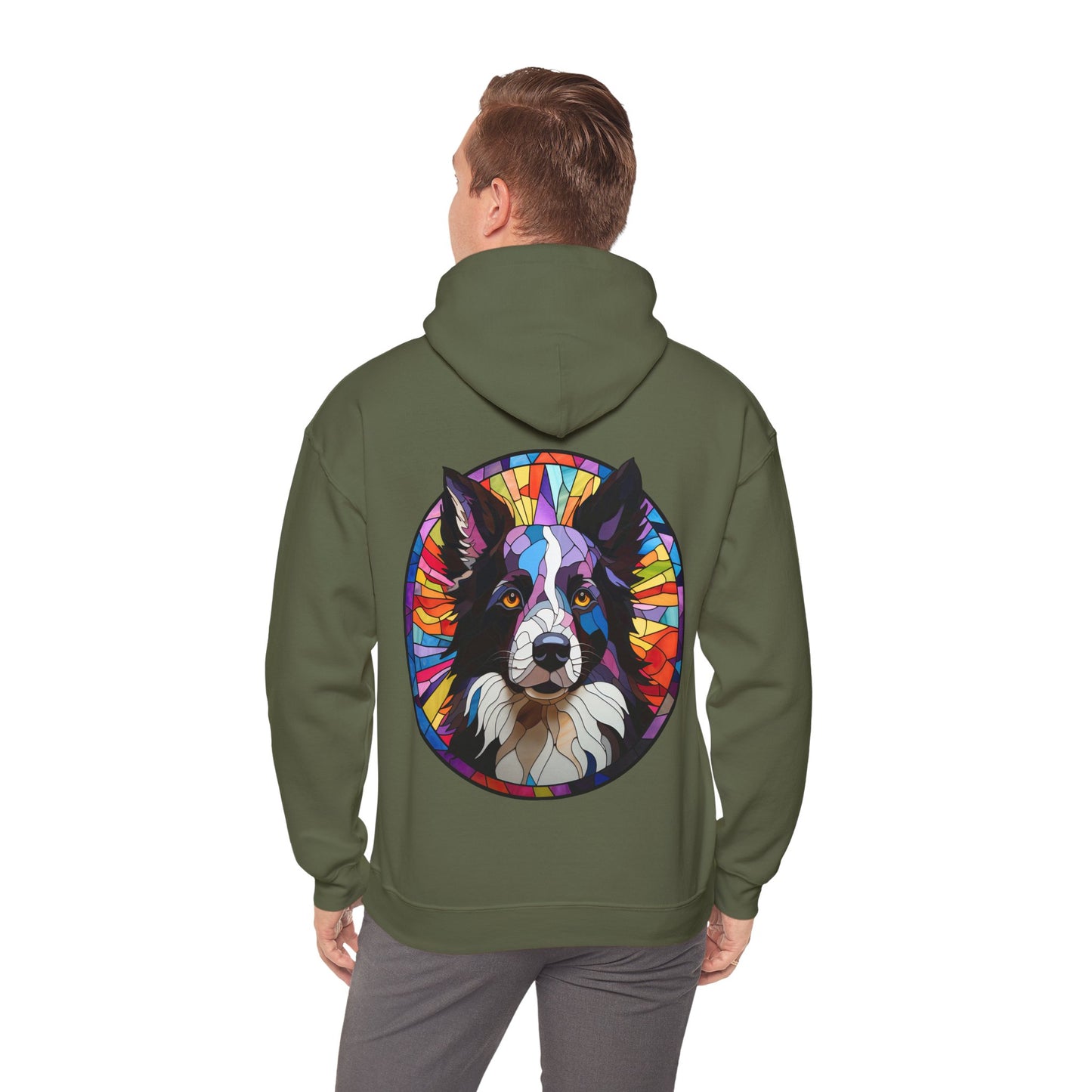 Black and White Border Collie Unisex Heavy Blend™ Hooded Sweatshirt