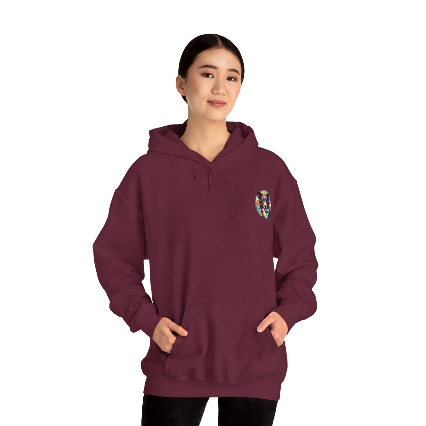 Black and White Border Collie Unisex Heavy Blend™ Hooded Sweatshirt