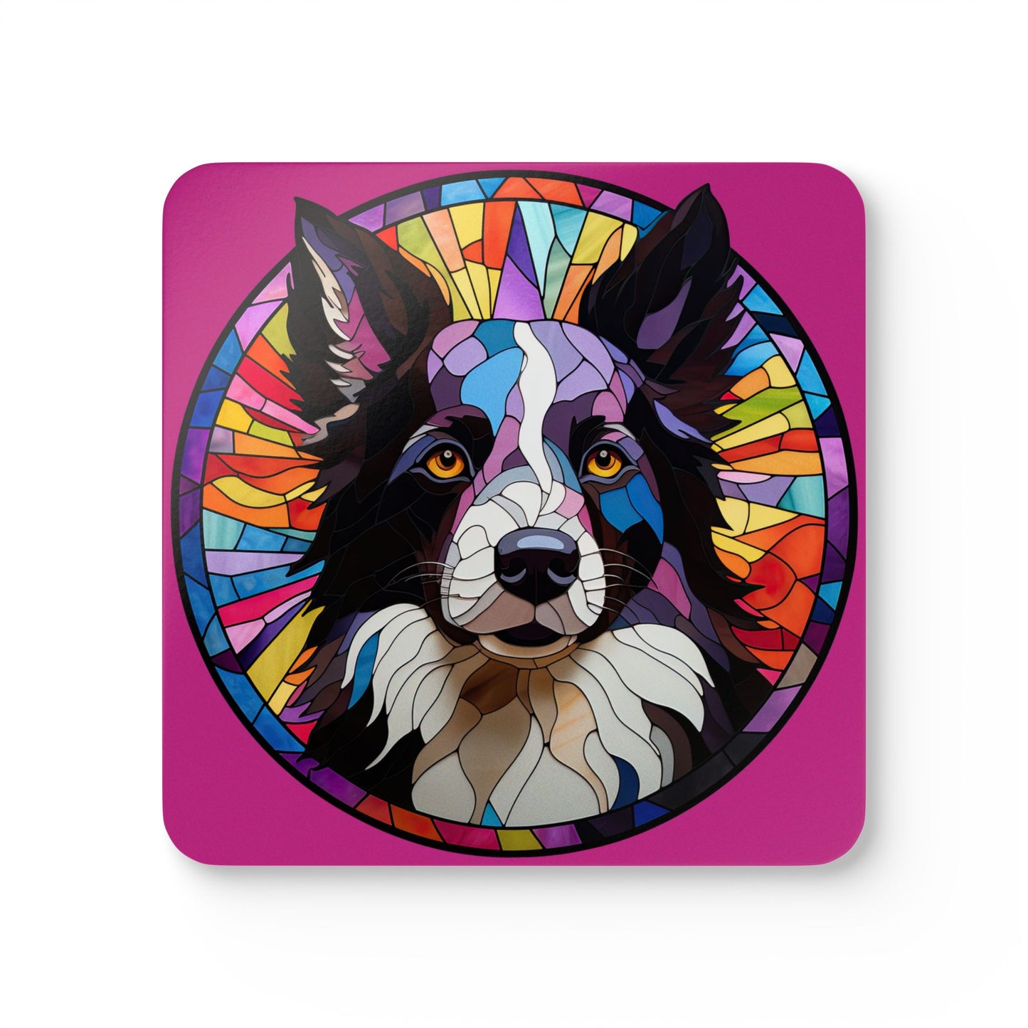 Pink Border Collie Coaster Set