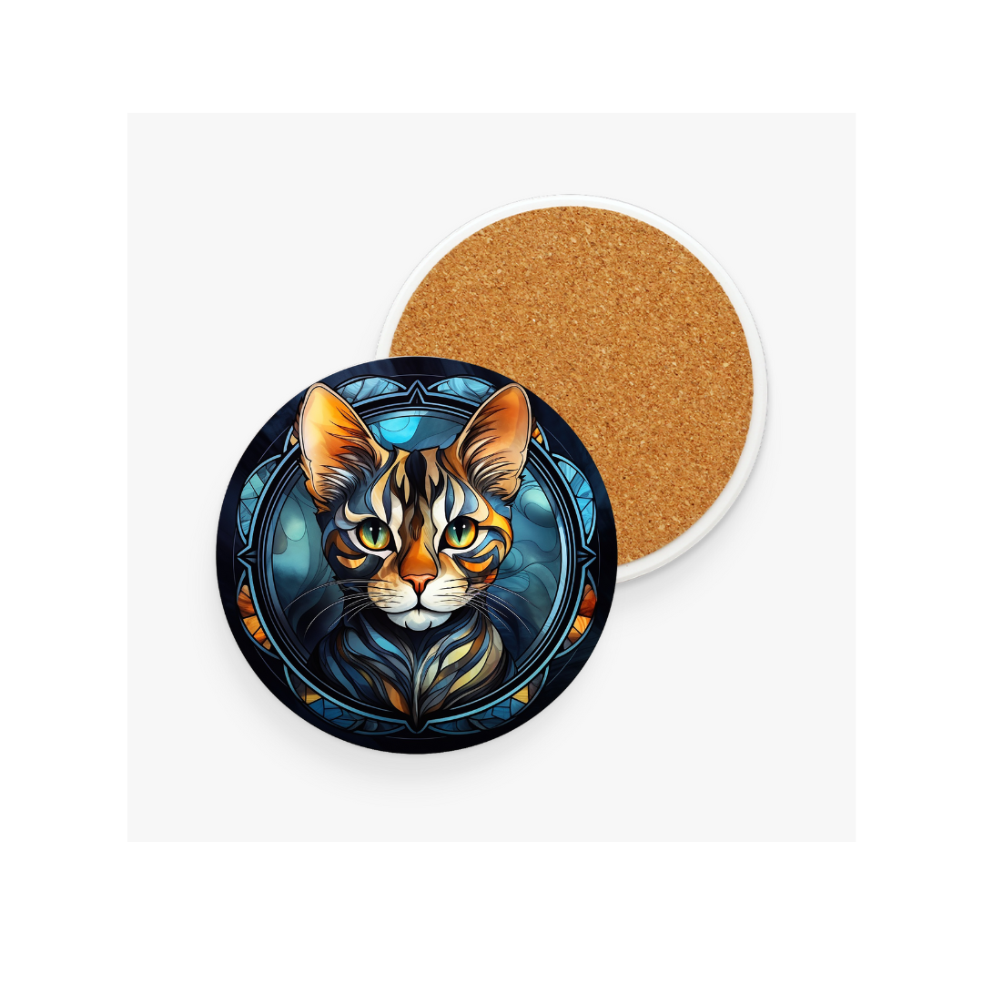 Blue Bengal Cat Ceramic Coaster