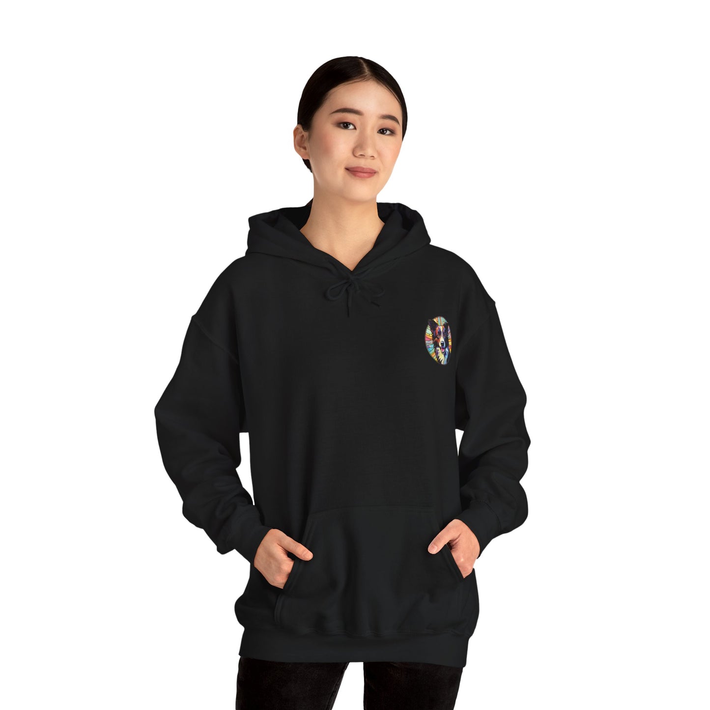 Black and White Border Collie Unisex Heavy Blend™ Hooded Sweatshirt