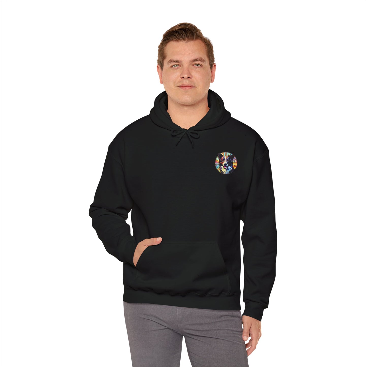 Black and White Border Collie Unisex Heavy Blend™ Hooded Sweatshirt
