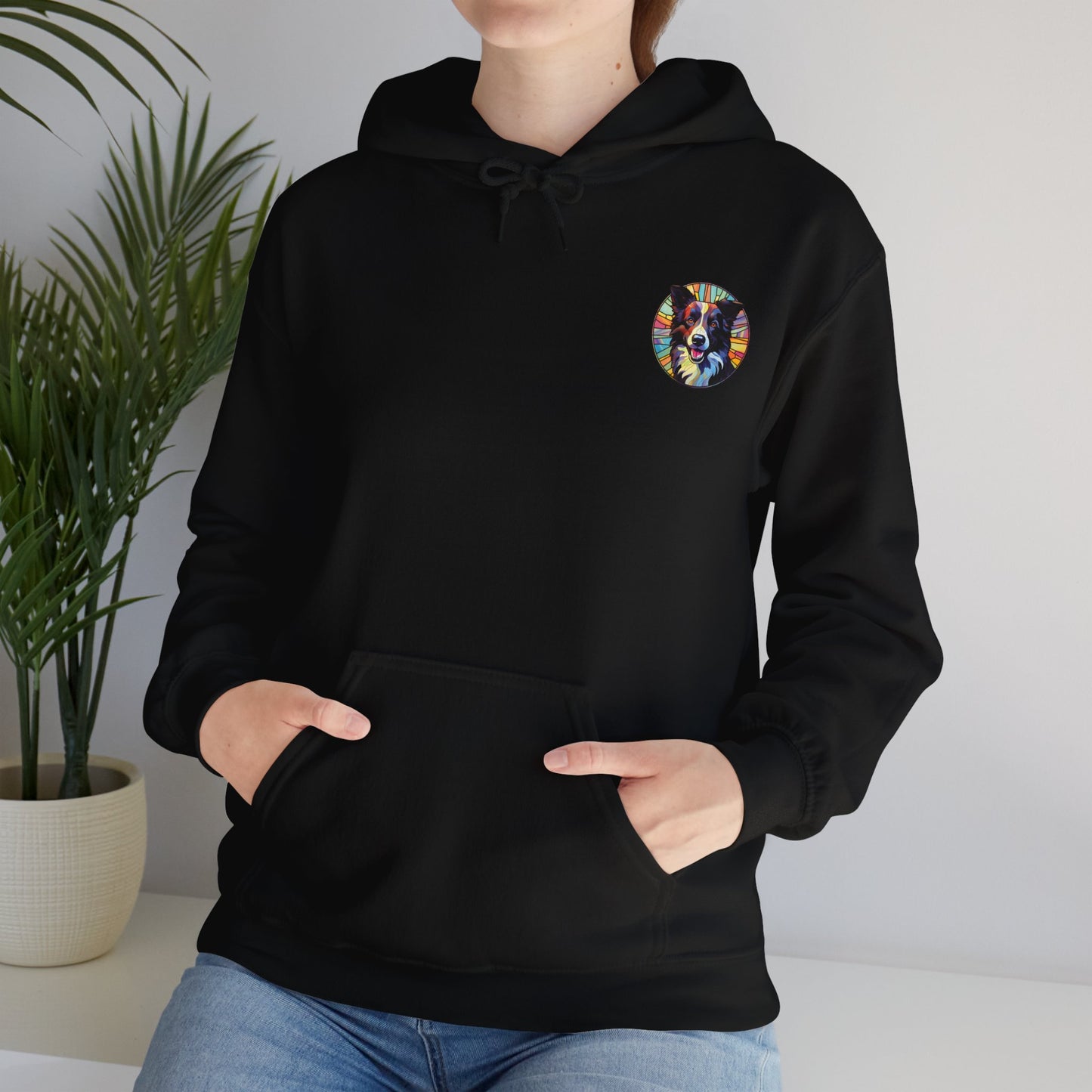 Black and White Border Collie Unisex Heavy Blend™ Hooded Sweatshirt