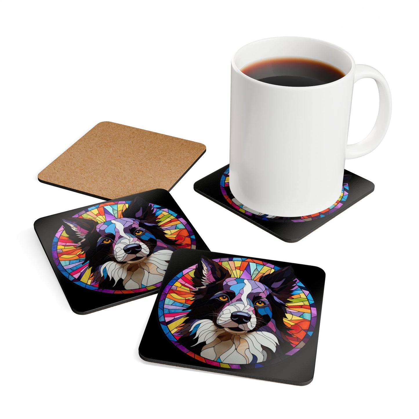 Black Border Collie Coaster Set