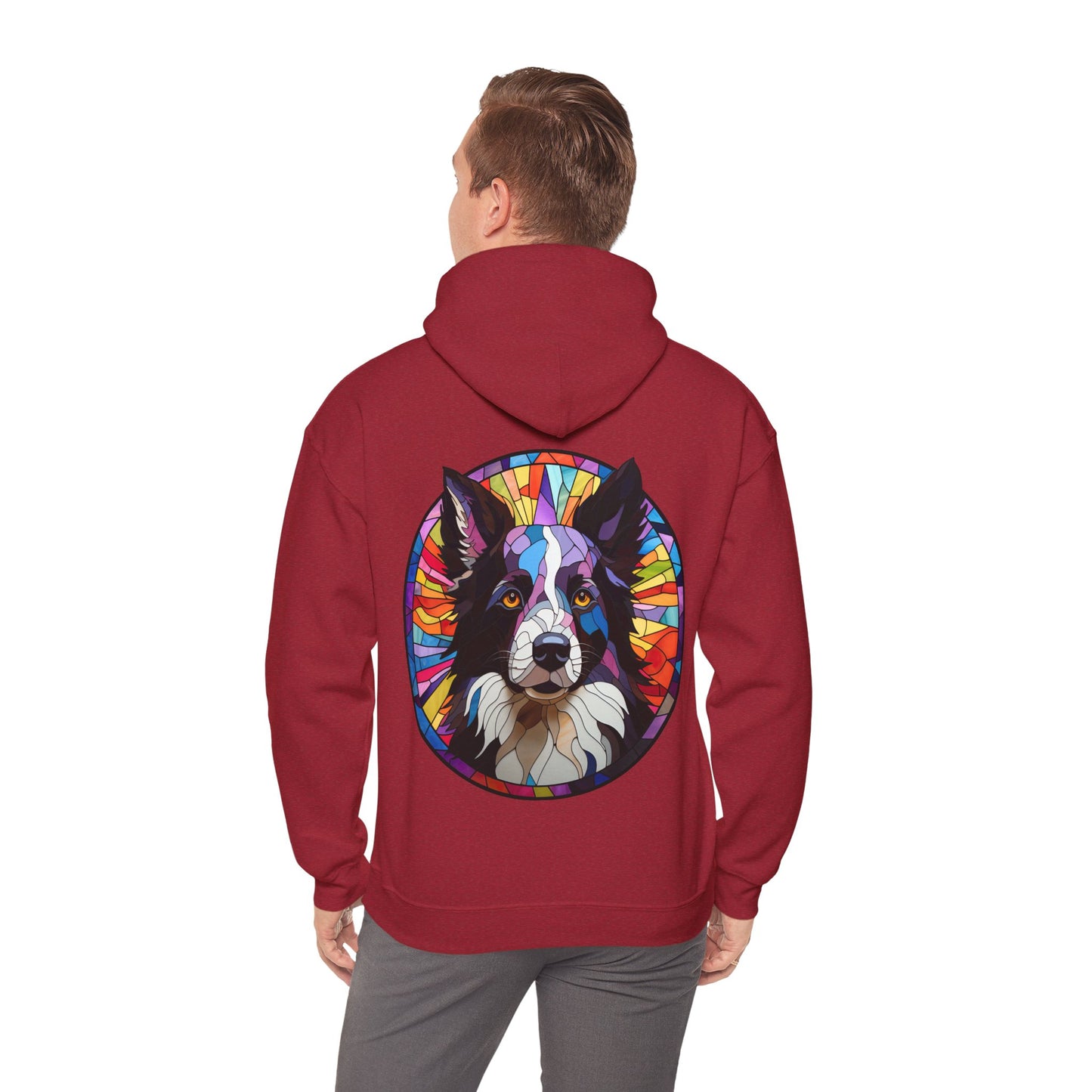 Black and White Border Collie Unisex Heavy Blend™ Hooded Sweatshirt
