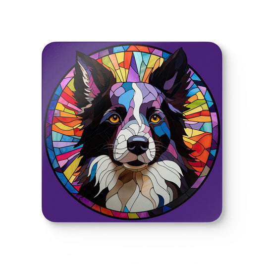 Purple Border Collie Coaster Set