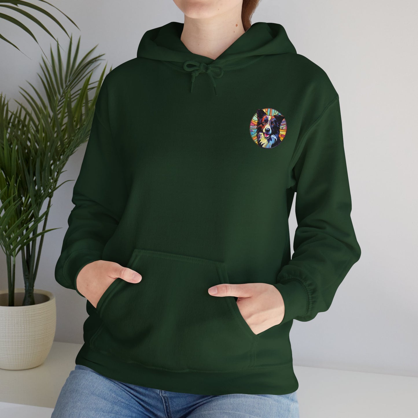 Black and White Border Collie Unisex Heavy Blend™ Hooded Sweatshirt