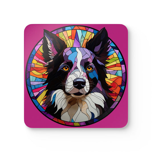 Pink Border Collie Coaster Set