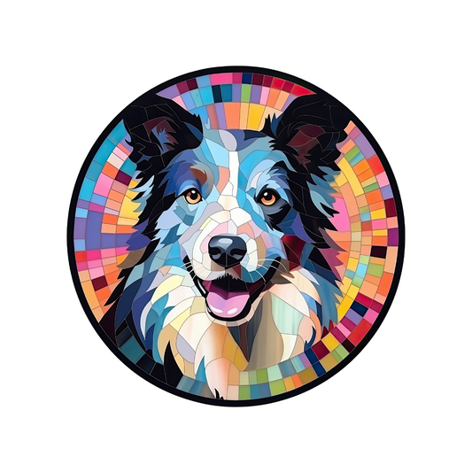 Blue Merle Border Collie Ceramic Coaster