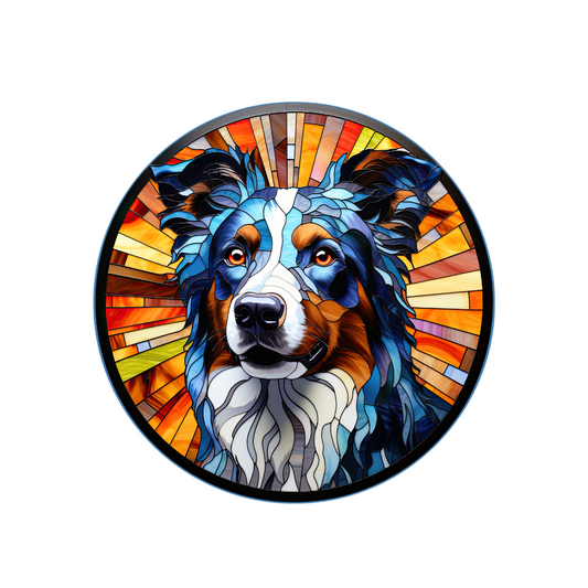 Tri Merle Border Collie Ceramic Coaster