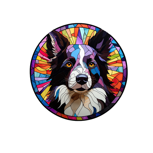 Black and White Border Collie Ceramic Coaster