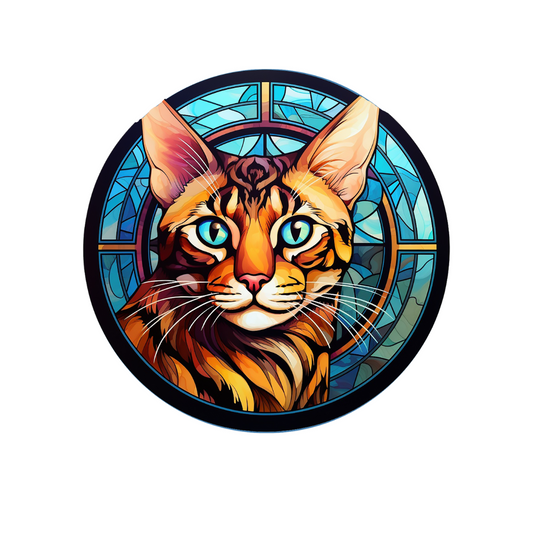 Blue Eyed Bengal Cat Ceramic Coaster