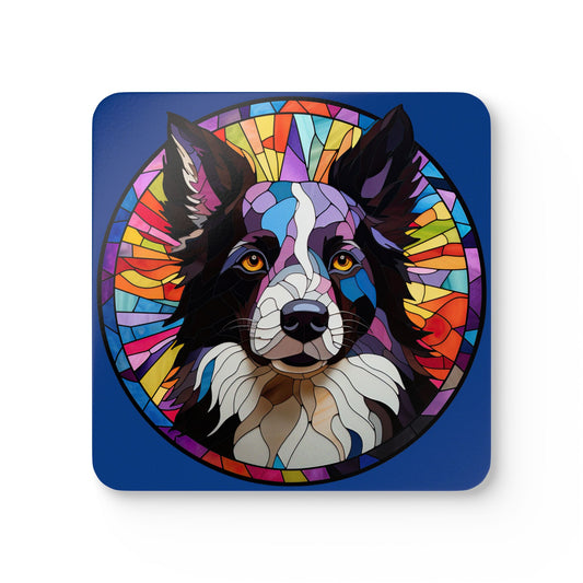 Dark Blue Border Collie Coaster Set